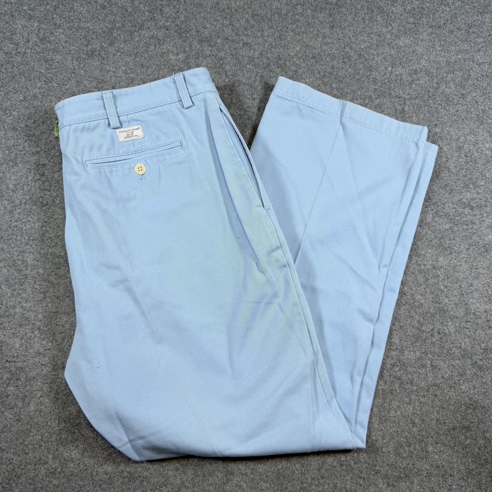 Vineyard Vines Pants Mens 38x30 Blue Cotton Twill Chino Flat Front Casual Golf